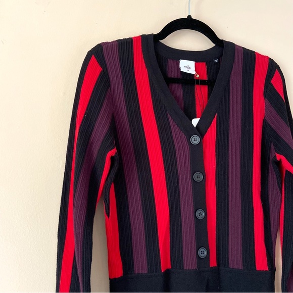 CAbi• royal pullover purple red black striped king sleeve sweater women’s medium - Picture 3 of 16